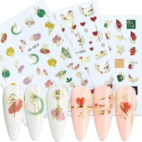 12*7.5cm Butterfly Flower Comic Adhesive 3D Nail Sticker Foil Decals for Nails Sticker Art Cartoon Nail Art Decorations Designs