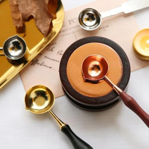 Retro Sealing Wax Holder Furnace Stove Pot Wood Handle Sealing Wax Spoon for Wax Sealing Decorative Wax Stamp Craft Gifts
