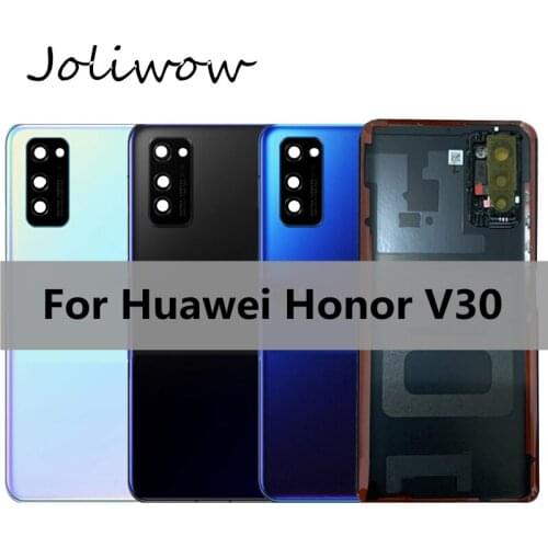 For Huawei Honor V30 Back Glass Battery Cover Rear Door Housing Case With Camera Lens For Honor V30 PRO Battery Cover+Adhesive