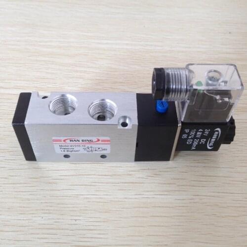 GOGO Pneumatic single coil solenoid valve 4V310-08 1/4" 4V310-10 3/8 BSP 24V 5/2 way control valve with Plug type red LED light