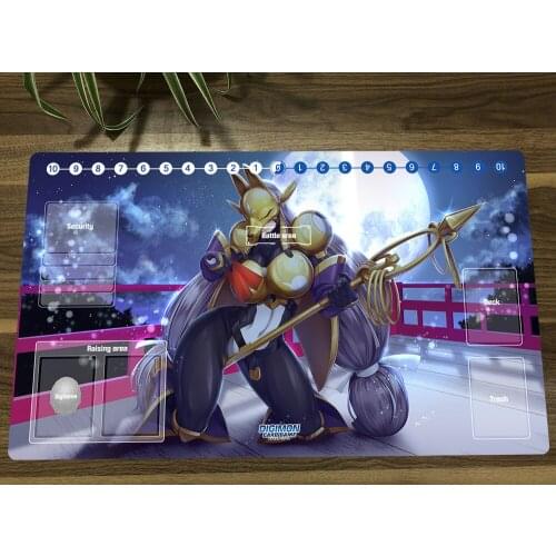 Anime Digimon Duel Playmat Sakuyamon Trading Card Game Mat DTCG CCG Mat Mouse Desk Pad TCG Gaming Play Mat & Card Zones Free Bag