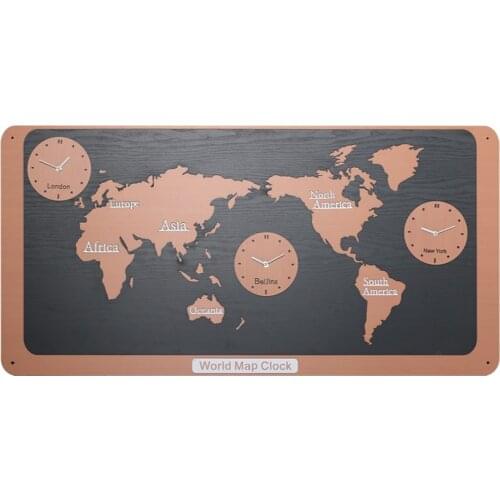 World map wall paste silent clock wall clock creative home background wall soft decoration