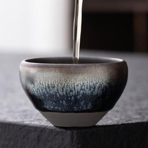 Ceramic Kiln Changed Raw Ore Iron Tire Master Cup Home Tea Bowl Master Cup Retro Handmade Ceramic Tea Cup Chinese Tea Set