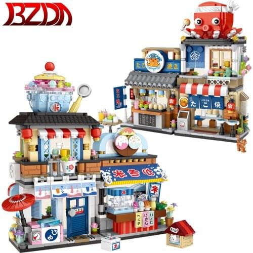 BZDA City Mini Street View Store DIY Assembled Building Blocks Childrens Education Building Block Model Toys Girl Birthday Gift