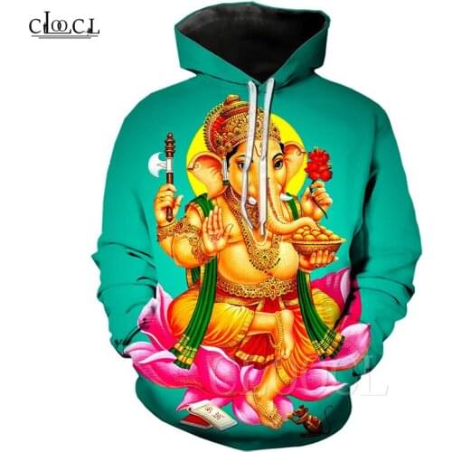 Lord Ganesha Green Hoodies Printed 3D Hindu Elephant-headed God Men/Women Hip Hop Hoody Streetwear Sweatshirts Hoodie Tracksuit