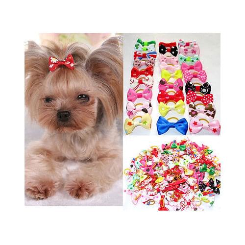 20 pieces/lot) Cute Ribbon Dogs Cats Hair Accessories Handmade High Quality Pet Hair Bows Dog Grooming Accessories