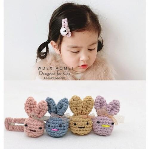 Cute Cartoon Hair Clip Girls Women Hairpins Sweet Handmade Knitting wool Duck Bear Frog Hairgrips Hair Pins Barrette Accessories