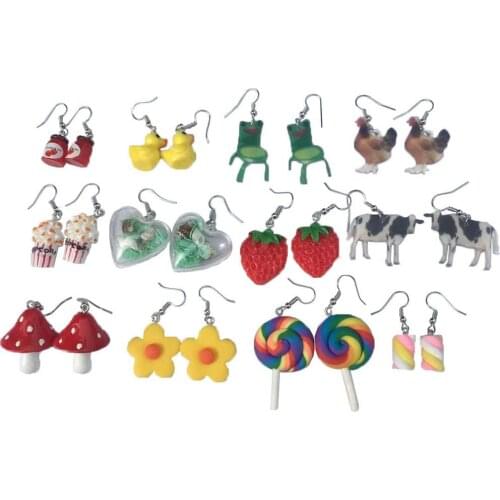 Fashion Funny Cute Unique Drop Earrings For Women Girls Y2K Mushroom Fruit Food Shape Dangle Earrings Party Jewelry