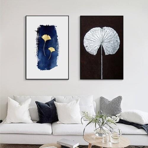 Nordic Wall Art Picture Abstract Gold Plant Canvas Art Modern Blue Red Green Painting Big Poster Print for Living Room Tableaux