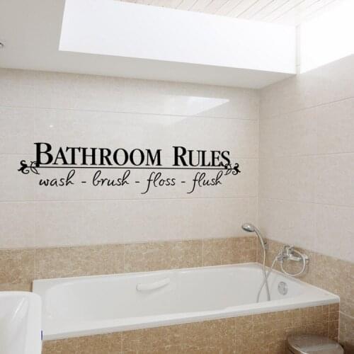 Hot sale "bathroom rules" Wall Sticker Bathroom Decoration Toilet Art Wall Decal Decor removable New