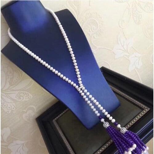 New jewelry style 8 mm south long 40" white pearl necklace Christmas gift