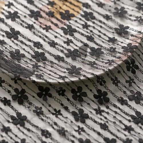 Solid color embroidery mesh lace fabric black soft yarn clothing skirt lining bottoming shirt fabric transparent and thin