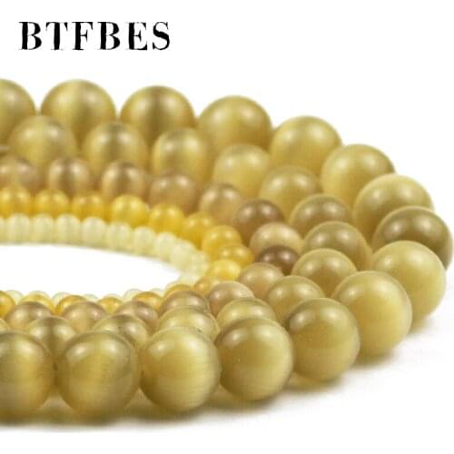 Wholesale Tiger yellow Cats Eye Stone Natural Opal Stone Loose beads for Jewelry making DIY Fashion necklace Ladies Bracelet