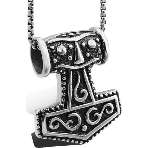 2019 new style Stainless steel Lovers' Viking Thor hammer Pendant necklace as gift