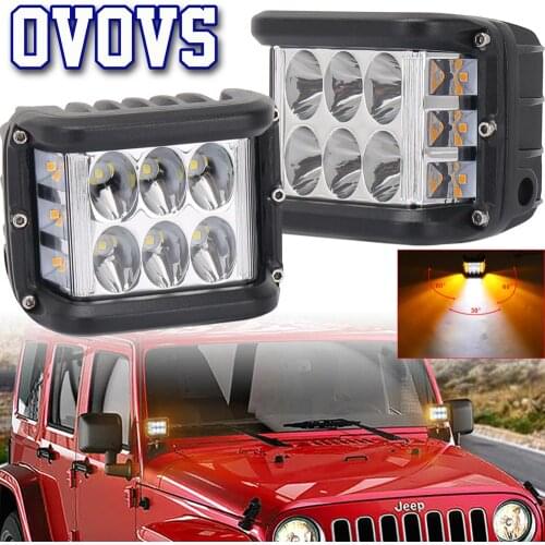 2 Pcs 4 Inch 12V 60W Strobe Side Shooter 7D LED Work Light Flashing Auto Driving Fog Light Bar For Lada Trucks ATV Boat SUV