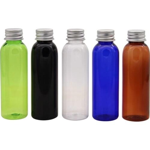 5pcs 60ml Empty Plastic Bottle with Aluminum Screw Cap Plug Cosmetic Container