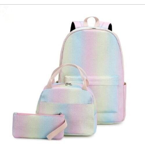 2020 new backpack female primary and secondary school students large capacity schoolbag gradual change backpack three piece suit