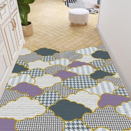 Silk Circle Porch Entrance Doormat PVC Corridor Kitchen Bath Mat Non-Slip Welcome Mat Mud-Removing Sand-Stripping Floor Carpet