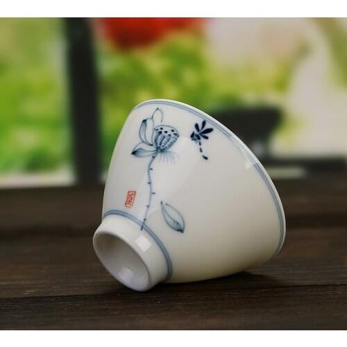 Jingdezhen Blue and White Landscape Tea Cup White Porcelain Mug Bowl Chinese Kung Fu Drinkware
