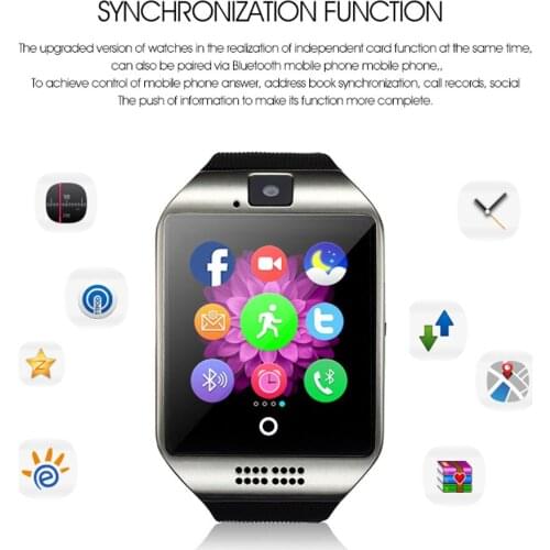 Bluetooth Smart Watch Q18 With Camera Facebook Whatsapp Twitter Sync SMS Smartwatch Support SIM TF Card For IOS Android