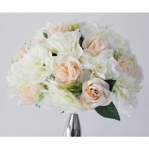 SPR Free shipping!10pcs/lot champagne wedding road lead artificial flower ball wedding table flowers centerpiece decoration