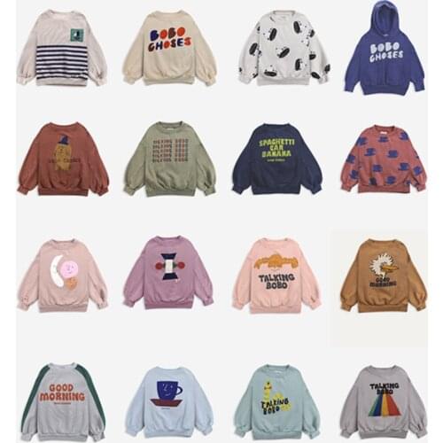 PRE-SALE Children Sweatshirt bobo 2021 Autumn Winter New kids Girls Sweaters Cartoon Pattern Boys Hooded Sweater Outwear Clothes