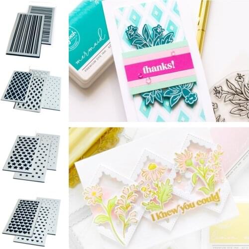 Slimline Skinny Plaid Layering Stencils for Scrapbooking Stamp Photo Album Decorative Embossing Cut Die DIY Paper Cards 2021