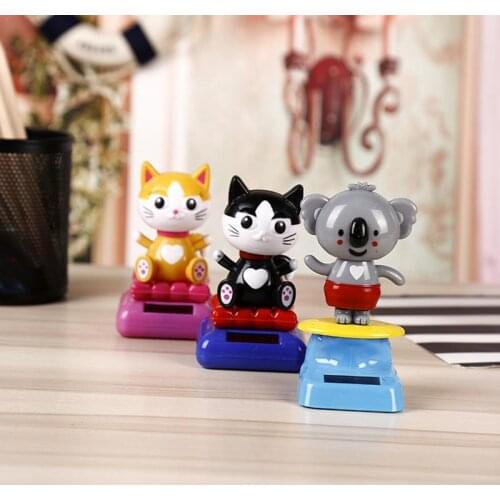 Solar Shaking Head Lucky Cat Innovative Solar Powered Car Decoration Cartoon Car Doll Car Interior Jewelry Halloween Gift