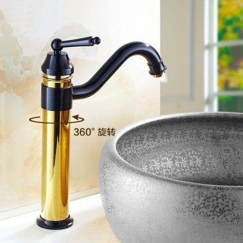 Art bathroom rotated basin faucet white or black, Copper toilet basin faucet gold antique, Retro water tap kitchen sink faucet