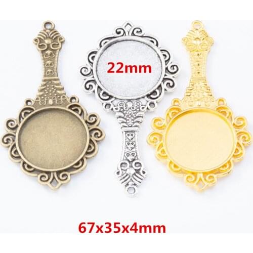 6 pieces of retro metal zinc alloy Mirror photo frame pendant for DIY handmade jewelry necklace making 7912