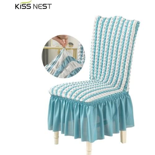1 Pcs Seersucker Elastic Dining Room Seat Chair Covers Spandex Chair Cover Stretch Slipcovers For Wedding Banquet Party Decor