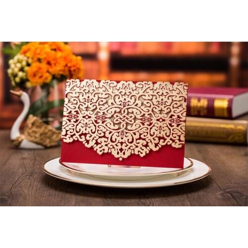 10PCS High Quality Wedding Invitation Greeting Card Laser Pocket Thanksgiving Card Several Colors 120*180mm