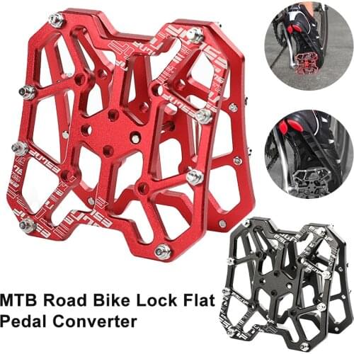 2 Pcs Aluminum Alloy Bicycle Pedal Set Mountain Or Road Bike Lock Flat Pedal Converter Clipless Pedal Platform Adapter SPD KEO