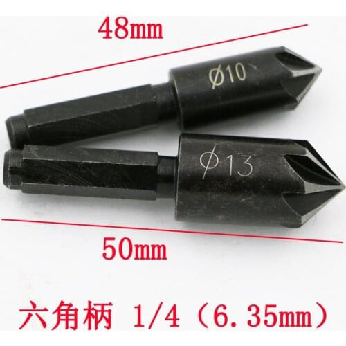 2 Pieces Seven-edged Chamfer Cutter Hole Drill Bits Woodworking Holes Drilling Positioning Chamfered Knife Edge Grinder