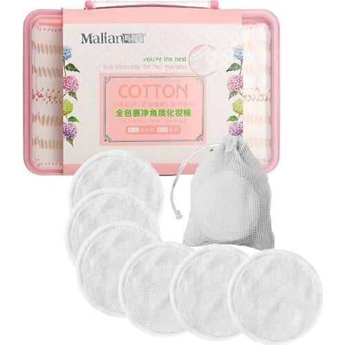120 Pc /Box 3 Layers Thick Cosmetic Facial Cotton Pads 100% Cotton Makeup Remover Net Side Clean Oil Soft Cleansing With storage