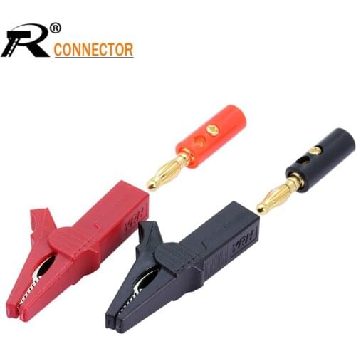 4pcs 55MM Alligator clip + BANANA PLUG gold plated, test probe with 4mm Banana Plug Cable Clips