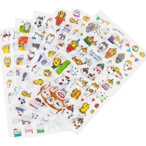 6Sheet/pack Book Sticker Cute Cat Diary Scrapbook Calendar Notebook Label Decoration To Send Their Children Best Gift