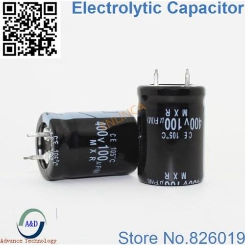 8pcs/lot 400v 100uf Radial DIP Aluminum Electrolytic Capacitors size 22*30 100uf 400v Tolerance 20