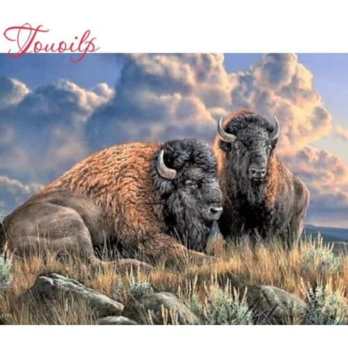 TOUOILP 5D Diamond Painting"American Bison"Diamond Embroidery Square&round Cross Stitch Rhinestone Mosaic Painting