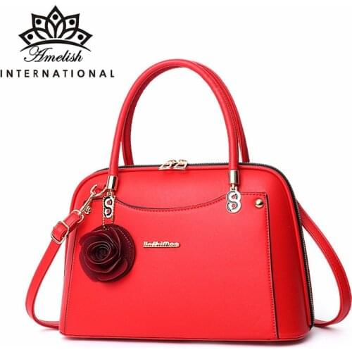 AMELISH 2021 Classical Fashion Women Messenger Bag Large Female Travel Party Totes Flower Tassel PU Leather Shoulder Handbags