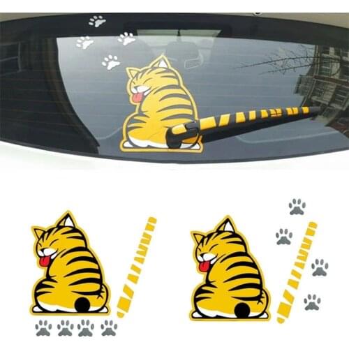 Cat Moving Tail Paws Car Stickers 3D Creative Cartoon Auto Rear Windshield Vehicle Window Wiper Decal Styling Decoration Sticker