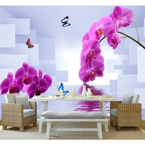 Beibehang Custom wallpaper mural 3D three-dimensional Phalaenopsis space expansion TV background wall papel de parede 3d