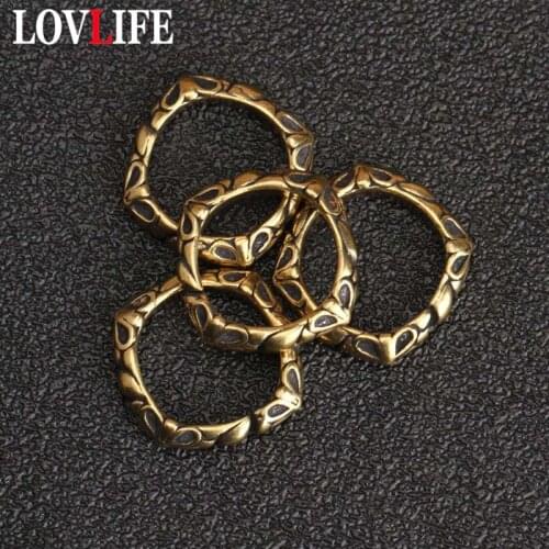 Antique Pure Brass Keychain Rings Vintage Square Heart Pattern Key Rings Creative Handmade Brass Round Keyrings DIY Key Holder