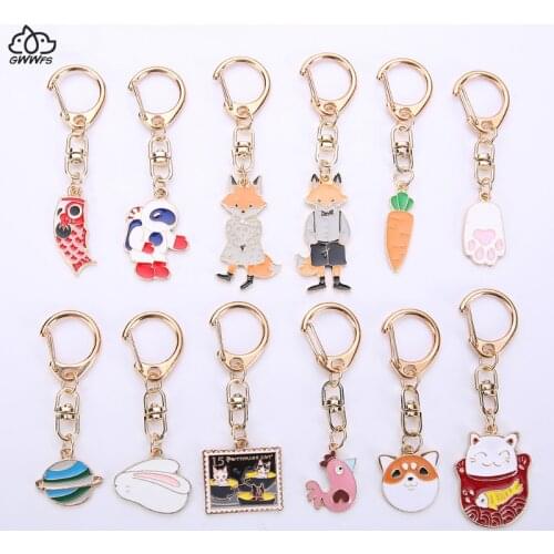 Mini Car Keychain Jewellery Couple Keychain Gifts For Men And Women Fashion Rabbit Key Ring Carrot Shiba Inu Dog gifts