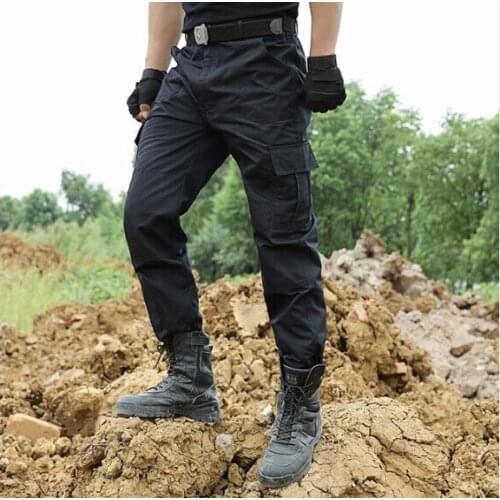 Tactical Pants Military Cargo Pants Men Military Work Casual Trouser Black