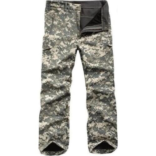 Men Fleece Trousers Military Army Pant Shark Skin Waterproof Windproof Outdoor Hiking Climbing Cs Camouflage Hunting Pants