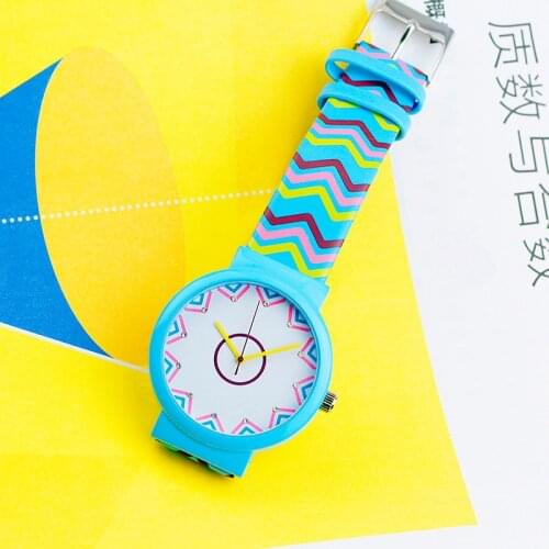 2021 lady gift Enmex creative simple math talent pattern watch Color Geometry children colorful clock casual quartz watch
