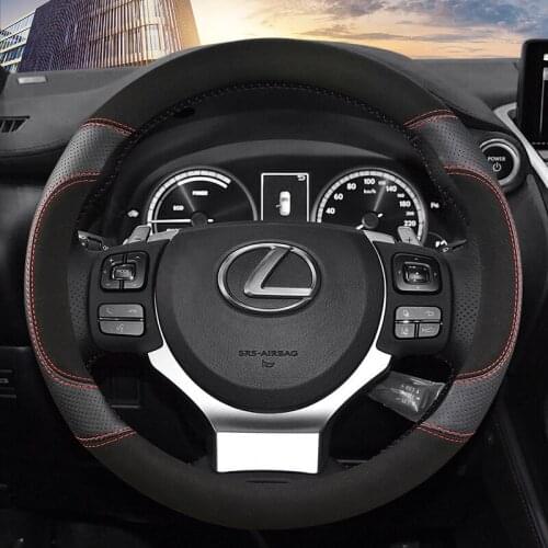 Car Carbon Fiber Leather Steering Wheel Covers Interior Accessories 38cm for Lexus CT LX GX LM IS GS ES LS UX NX RX Car Styling