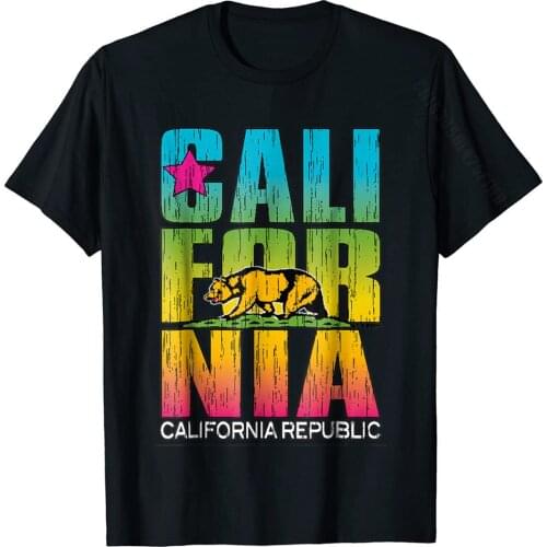 California Republic T-Shirt Cali Life Tee Bear Cali Flag Tshirts Tees High Quality Cotton Cool Normal Male