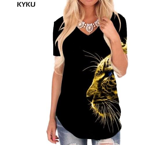 KYKU Galaxy T Shirt Women Space T-shirts 3d Abstract Funny T shirts Harajuku V-neck Tshirt Womens Clothing Fashion Printed Style
